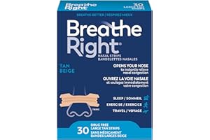 Breathe Right Nasal Strips, Original Large, Tan, Drug-Free Snoring Solution & Nasal Congestion Relief Caused by Colds & Aller