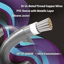 LINKUP - 30cm PSU PC Power Extension Cable Metallic