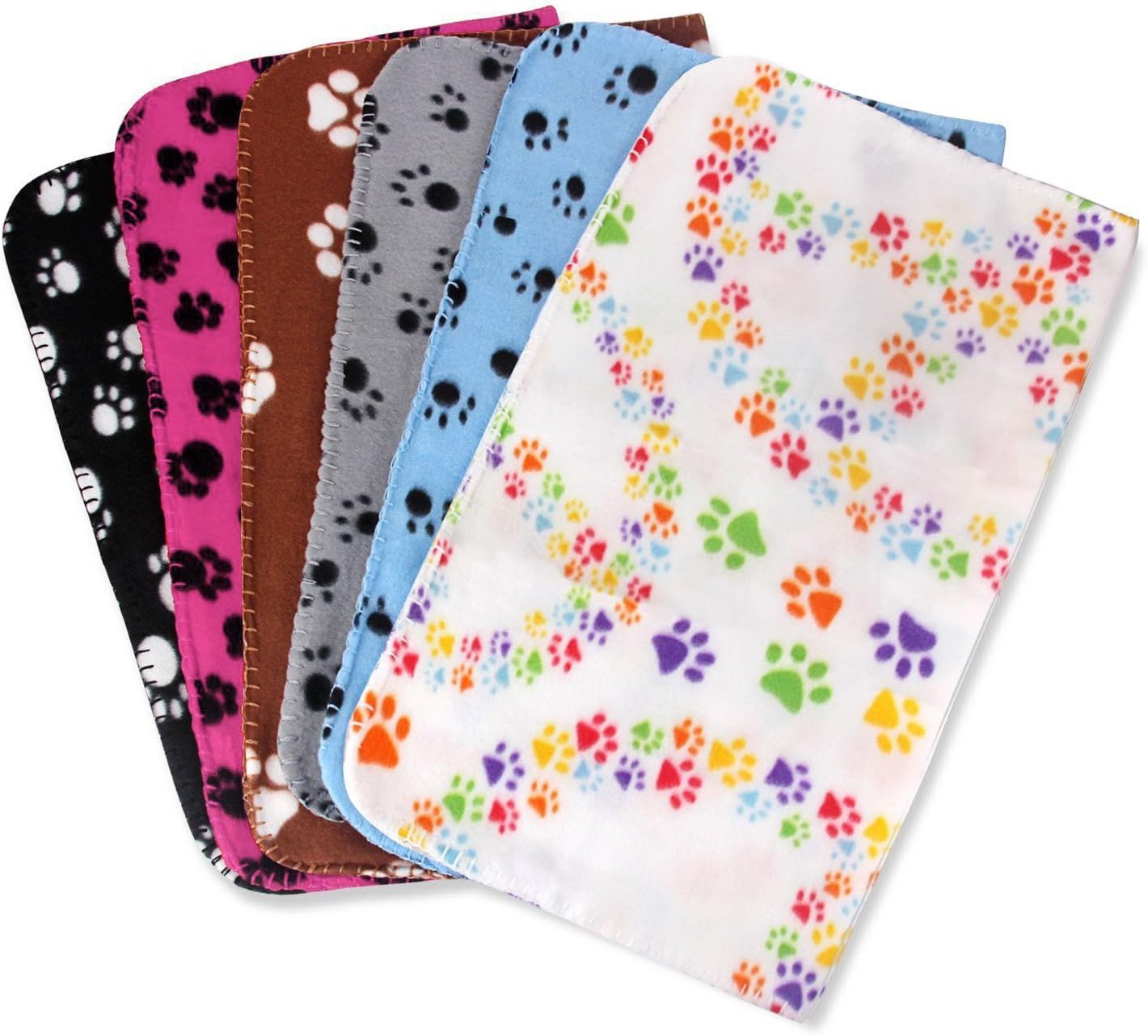 Comsmart Pet Blanket Dog Cat Soft Fleece Blankets Sleep Mat Pad Bed Cover with Paw Print for Kitten Puppy and Other Small Animals, 6 Pack of 24x28 Inches : Pet Supplies