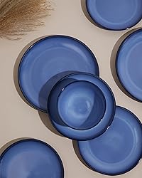 Pokini Blue Stoneware Dinnerware Set, 12 pcs