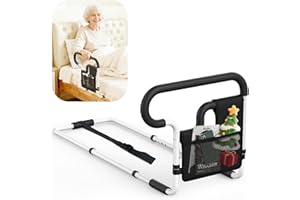 Cuzieey Bed Rails for Elderly Adults Safety: Adjustable Bedside Assist Bar for Seniors - Side Bed Railing Handle Support Guard - Bedrails Slides Under Mattress Fit King Size Queen Full Twin Beds