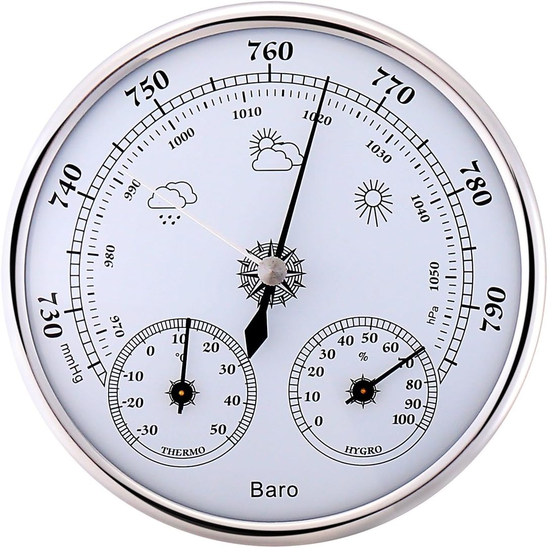 Amazon Co Jp アナログ 式 壁掛け トリプルメーター 気圧計 温度計 湿度計 サーモ バロメーター 測定 管理 ホビー