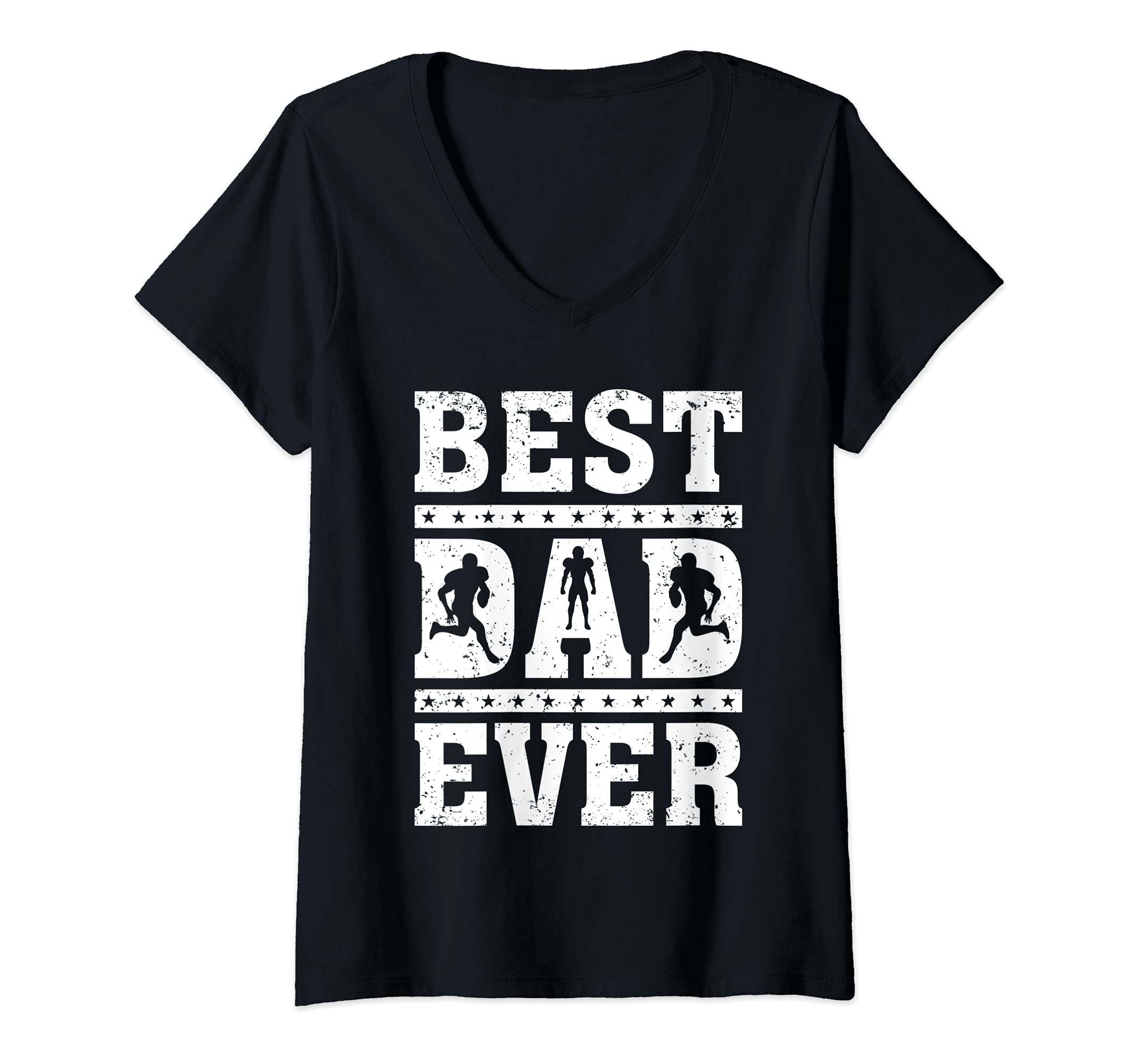 Womens Football Lover Best Football Dad Ever Father's Day V-Neck T-Shirt