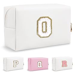 Small Cute Initial Preppy Makeup Bag, Personalized