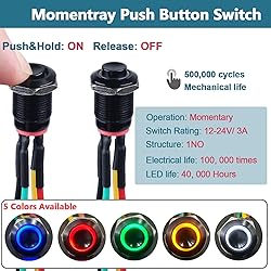 DMWD 5pcs 12mm Metal Momentary Push Button Switch