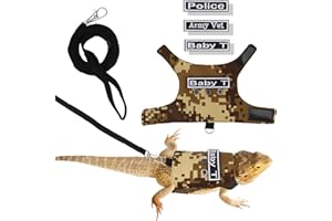 Hypeety Bearded Dragon Harness and Leash Set Adjustable Escape Proof Lizard Leash 4 Pack Outdoor Walking Training Leash and Harness for Bearded Dragon Lizard Reptiles (Coffee Color)