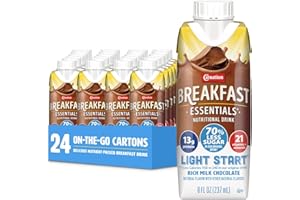 Carnation Breakfast Essentials Light Start Ready-to-Drink Rich Milk Chocolate, 8 Fl Oz Carton (Pack of 24) (Packaging May Vary)