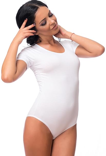 Evoni Stringbody | Kurzarmbody mit Rundhals | Damenbody Verschiedene Farben & Größen | Overall Bodysuit | Verschluß-Haken | U