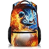 CustomWish Backpack for Boys, Baseball for Kids Teens Elementary Middle Primary High Senior, 17 Inch Lightweight Sport Bookbag for Ages 6-18 Back to School Travel
