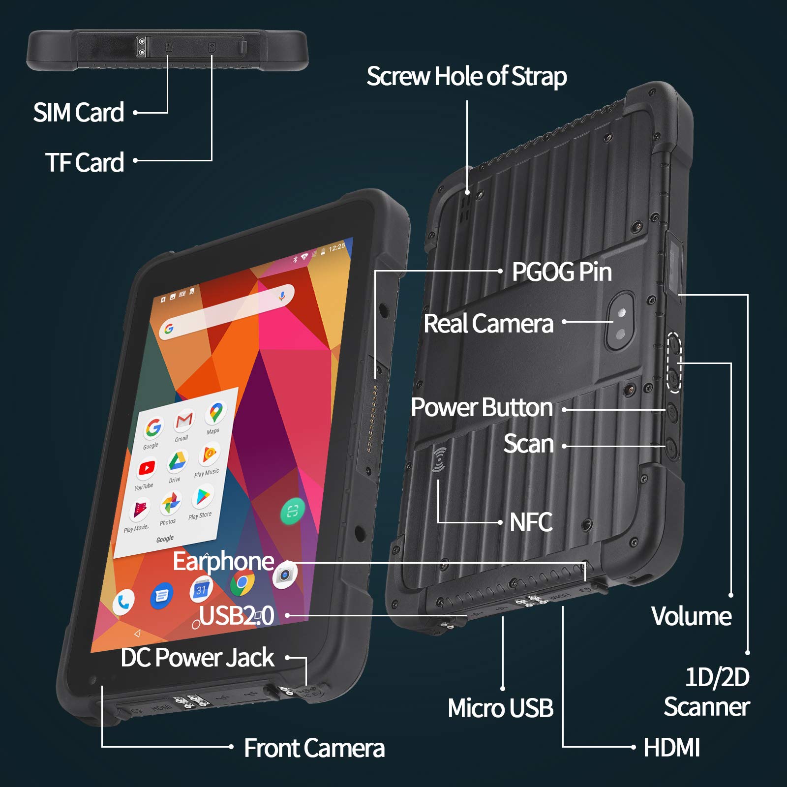MUNBYN Rugged Android Tablet Scanner IRT01, 8-inch Tablet Android 10,Equip with Zebra SE2707 Scanner 700nit Heavy Duty Tablet IP67 MIL-STD-810G Sunshine Readable, Inventory Mobile Handheld Computer