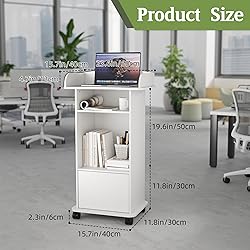 Qriocioa Podium Stand with Wheels Wooden Lectern