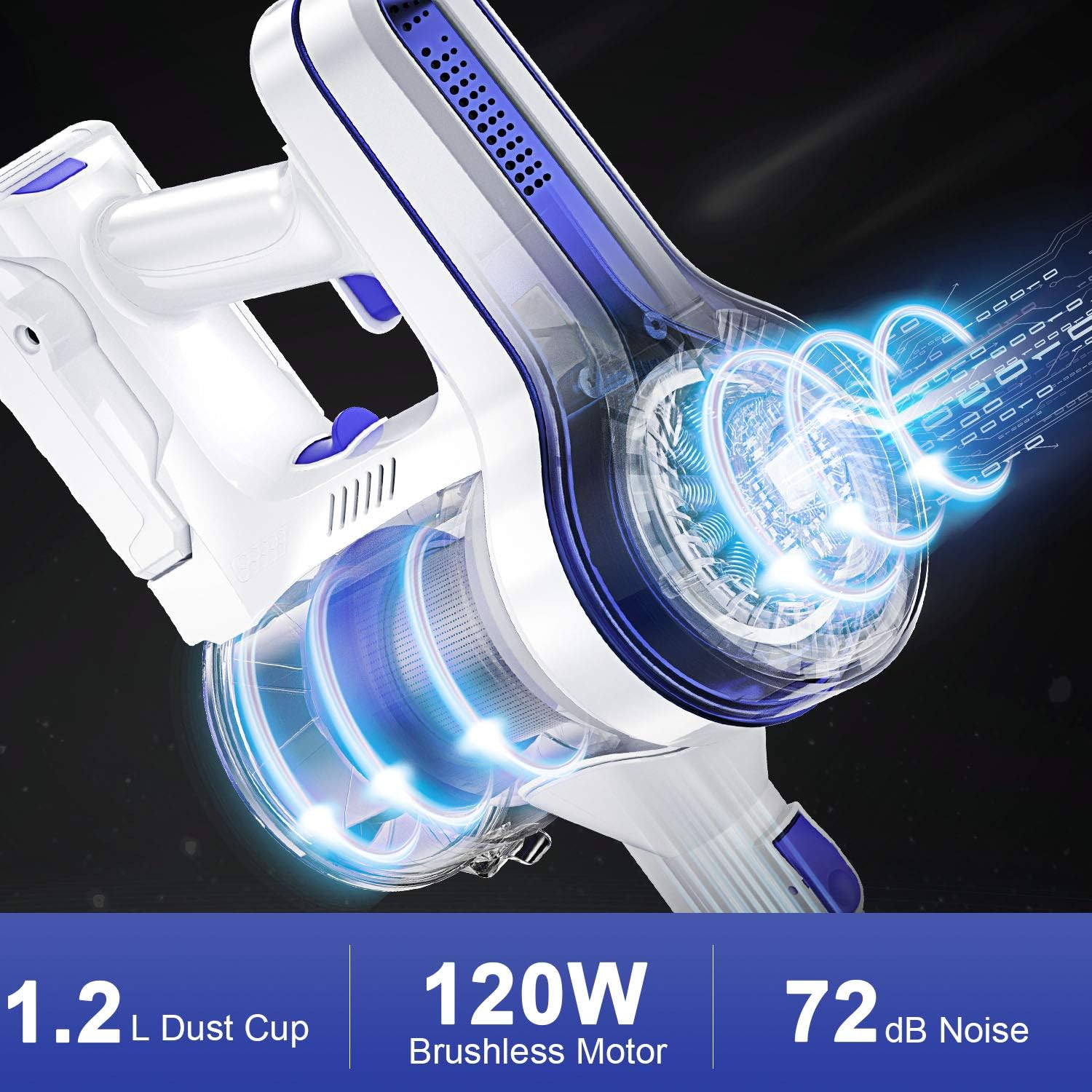 APOSEN Cordless Vacuum Cleaner, Upgraded Powerful Suction 4 in 1 Stick Vacuum Cleaner 35min-Running Detachable Battery, 1.2L Large-Capacity Dust Cup Vacuum Ideal for Hard Floor Carpet Pet Hair-H120 -