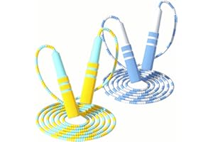HXXYILOK 2 Pack Jump Ropes Kids Soft Beaded Skipping Rope for Boys Girls Fitness Exercise, Foam Handles Adjustable Segment Tangle-Free Jumping Rope, Physical Education Speed Jump Rope