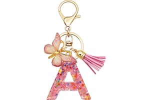 TTYY Initial Letter Keychain for Women Gift for Young Teenage Girl Gifts for Christmas to Mom Daughter Pink tassel