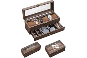 UNIGIFTIME Personalized Mens Jewelry Box Organizer, Engraved Single Layer Wooden Watch Storage Box for Men Dad Husband Boyfri