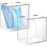 Kathfly 2 Pcs Acrylic Dispenser for Hairnet, Emesis Bags, Wall Mount Clear Acrylic Holder for Beard Nets, Safety Glasses (6.9 x 6.7 x 5 Inches)