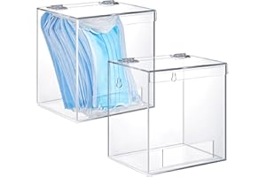 Kathfly 2 Pcs Acrylic Dispenser for Hairnet, Emesis Bags, Wall Mount Clear Acrylic Holder for Beard Nets, Safety Glasses (6.9 x 6.7 x 5 Inches)