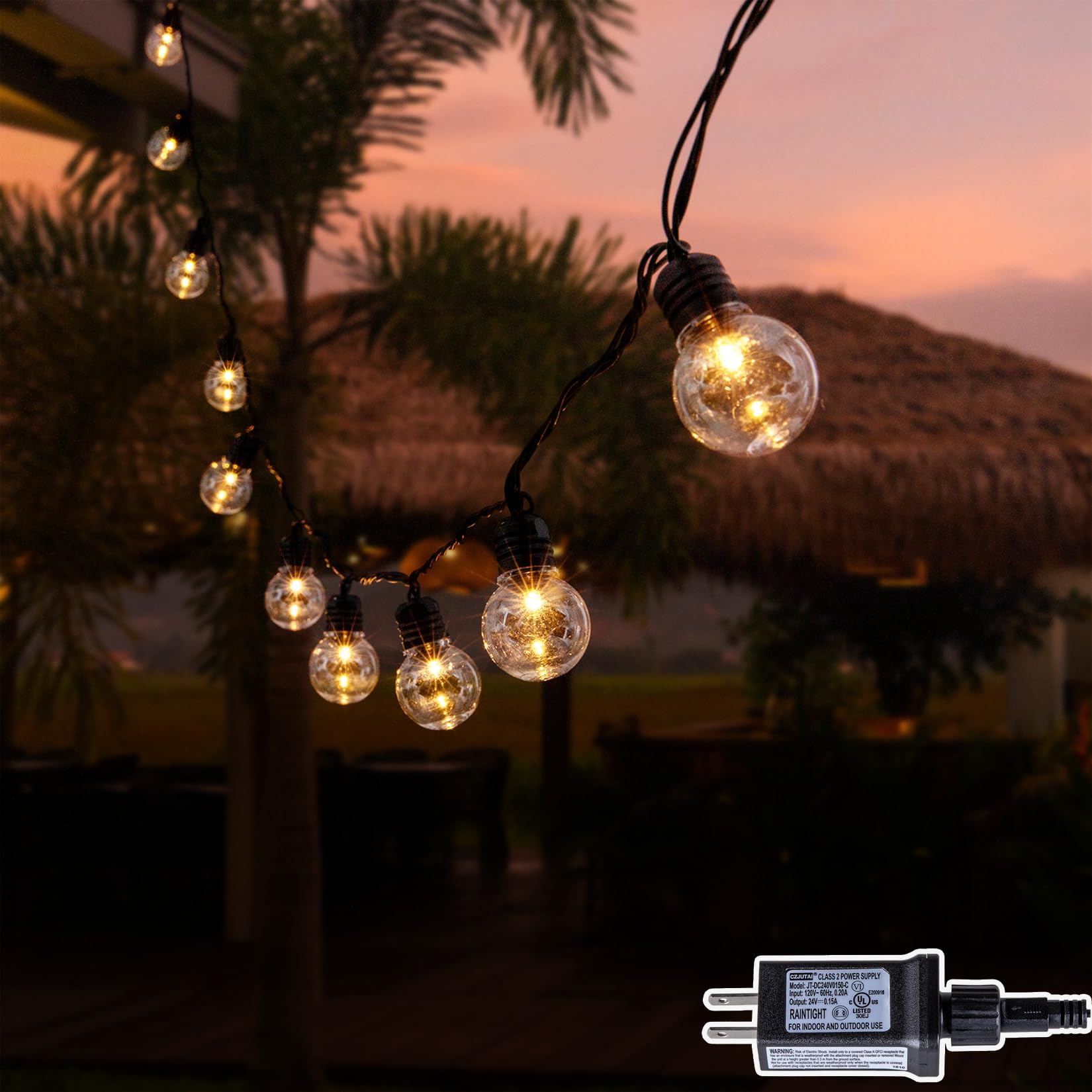 Photo 1 of 100 LED 50Ft Globe Christmas Lights Outdoor, Round G30 Christmas Small Balls Lights, Connectable Waterproof, for Patio Backyard Eaves Tree Porch, Indoor Outdoor (Warm White)