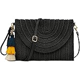 Aovtero Straw Clutch Purse Women Crossbody Bag Summer Beach Shoulder Bags Envelope Wallet Handbags