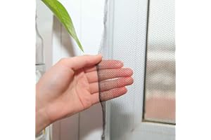 FLYZZZ DIY Self-Adhesive Window Screen Netting Mesh Curtain, 100X150cm (Approach 39.37x59.05 Inches), with Hook and Sticky Tape, Fitted to Multiple Windows (2 Pack, Black)