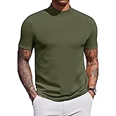 COOFANDY Men's Mock Turtleneck Short Sleeve Casual Stretch Sweater