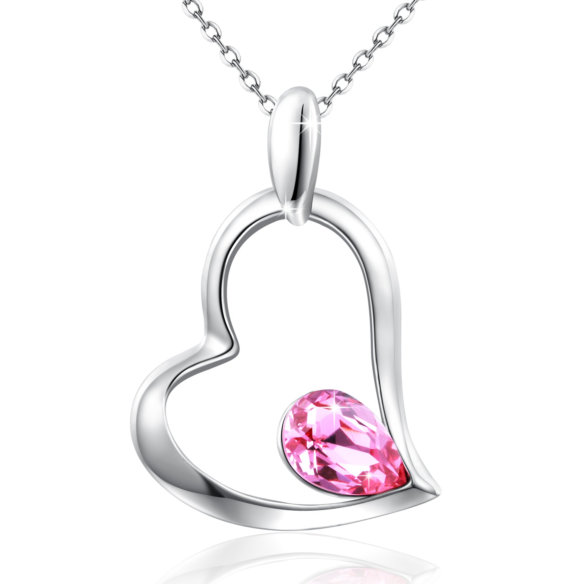 GEORGE · SMITH Romantic Memory Series Stuck in My Heart Love Pendant Necklace with Swarovski Rose Crystal Birthday Wedding Jewellery for Women