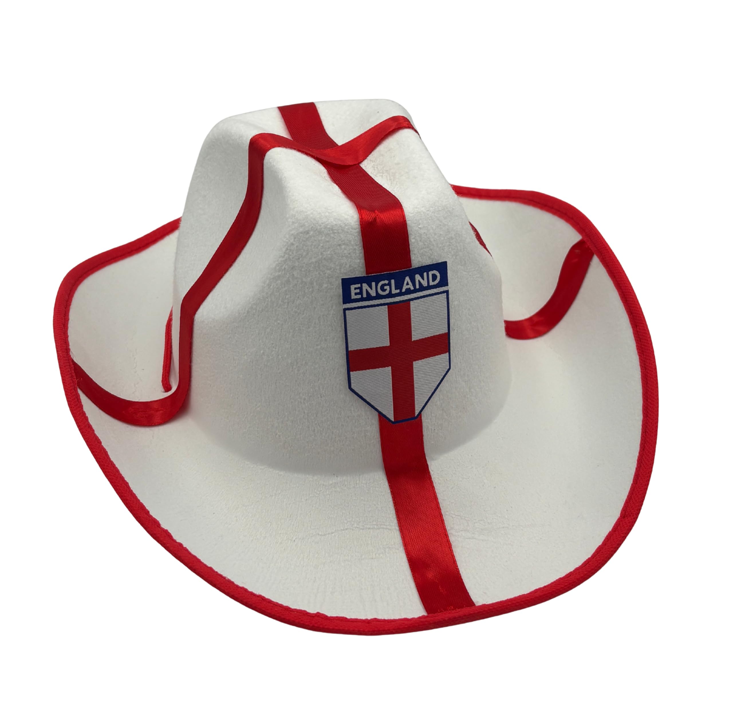 SwiftPick Home England Cowboy Hat - Fancy Dress Hat for Football Fans, World Cup, Euros, Rugby, Cricket, Patriotic Events, St George’s Day, Red and White, Unisex, One Size