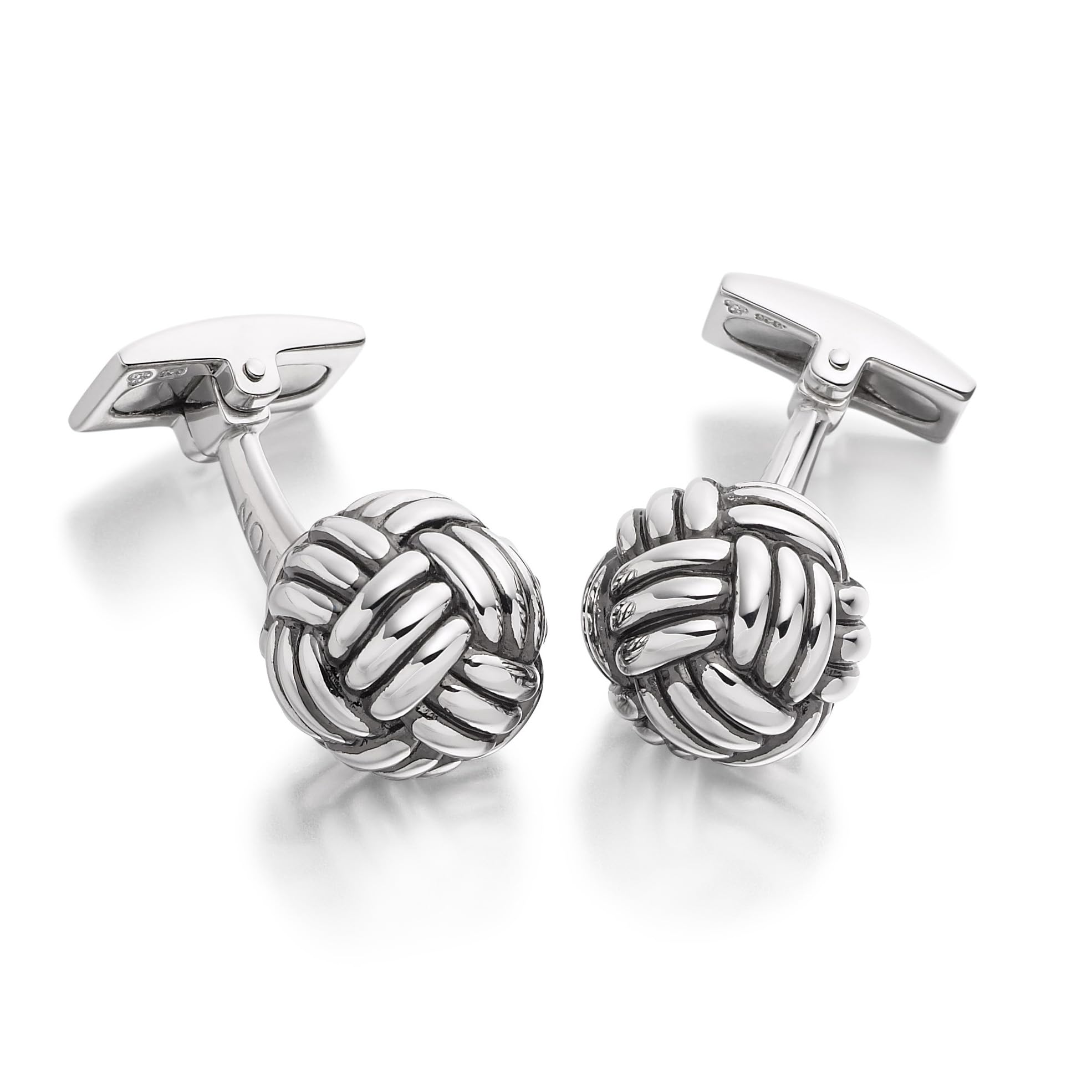 Hoxton London Men's Sterling Silver Oval Weave Cufflinks