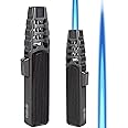 Butane Torch Lighter, welding torch,super long flame,Refillable Kitchen Cooking Torch Windproof Adjustable Flame Solar Beam Torch Blow Torch with Safety Lock，Black Walnut Style