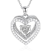 E Birthstone Necklace Sterling Silver Love Heart Necklace, Birthday Wedding Anniversary Mothers Day Jewelry Gifts for Wife Girlfriend Mom Women Her