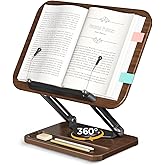 Adjustable Book Stand for Reading, Book Holder with 360° Rotation Base, Height Adjustable Book Reading Stand with Extendable 