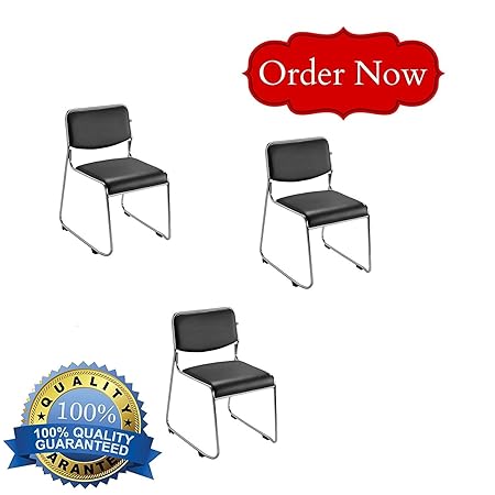 Nice Chairs Multi-Purpose Metallic Body Stackable Visitor Chair (Set of 3)