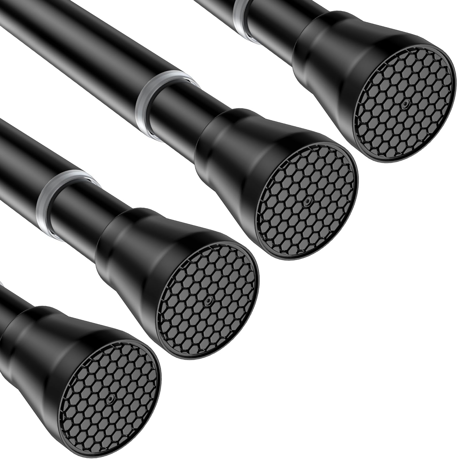 Photo 1 of 4Pack Tension Curtain Rod 30 to 64 inch Adjustable Curtain Rod No Drilling Black Shower Expandable Spring Tension Pressure Rod Spring Curtain Rods for Windows Doorway