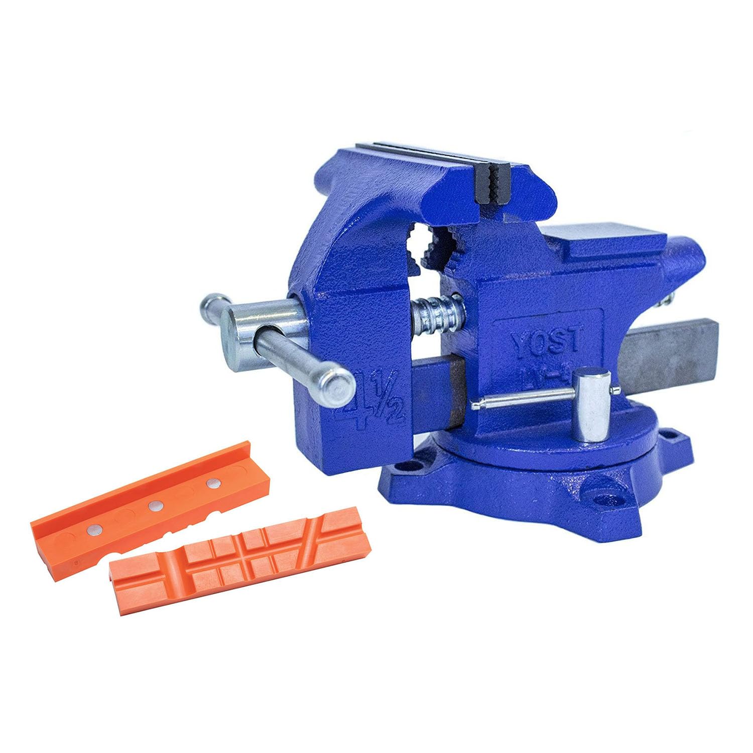 Yost Vises LV-4 Homeowner's Vise with UP-360 Soft Jaw Cover Kit | Heavy Duty Table Vise 4.5-Inch Jaw Width with a 3-Inch Jaw Opening Home Vise | Secure Grip with 240-Degree Locking Swivel Base Image
