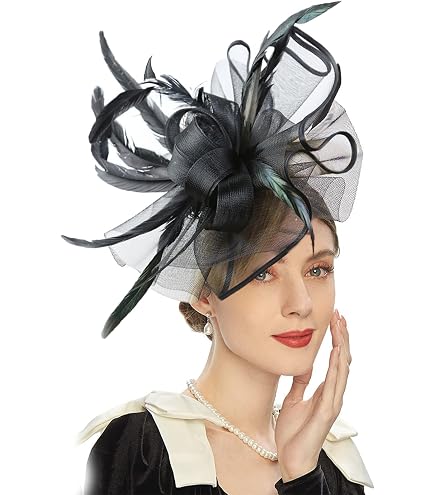 Sinamay Feather Fascinator Hat with Hair Clip and Headband for Tea Party Sinamay Feather Flower Fascinator Clip Church Derby Tea  main image 3