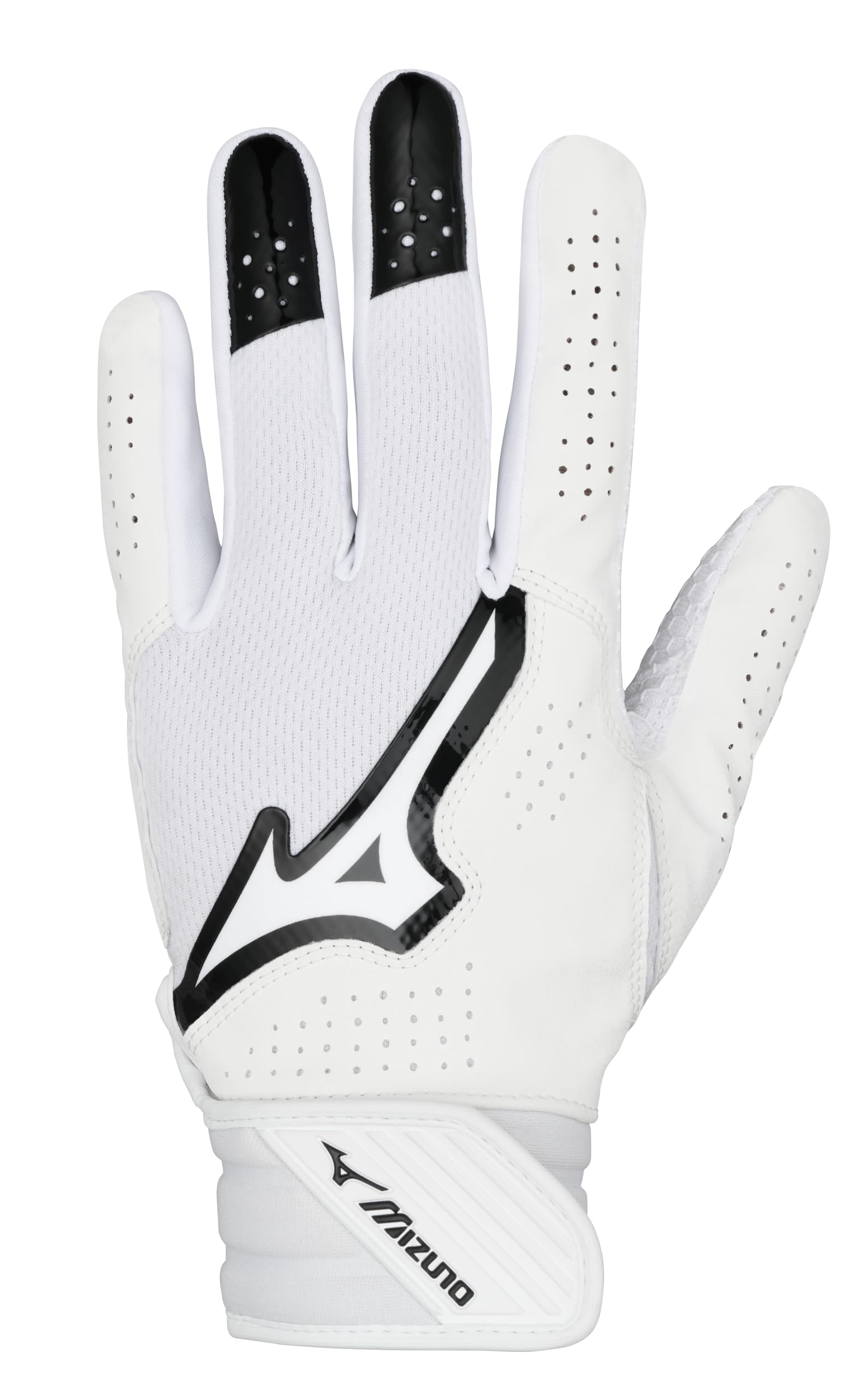 Mizuno Finch Adult Softball Batting Glove, White-Black, US Women's Large Image