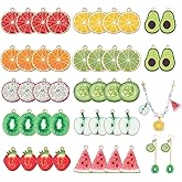 PH PandaHall 1 inch Enamel Fruit Charms, 44pcs 11 Colors Enamel Charms Cute Pendant Charms Gold Plated Enamel Strawberry Orange Lemon Pendants for DIY Jewelry Bracelets Earrings Necklaces Crafting