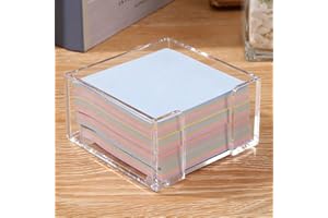 Uaimvie Acrylic Sticky Note Holder, 3x3 Crystal Clear Notepad Holder with Anti-Slip Base Post It Note Holder Sticky Note Dispenser for Office Desk, Home Organizer