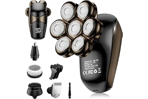SHPAVVER Head Shavers for Bald Men: 5-in-1 IPX7 Waterproof Grooming Kit - 7D Floating Electric Razor With Magnetic Removable