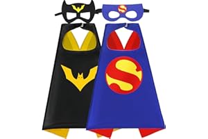 Mizzuco Superhero Capes for Kids Cloak with Mask Halloween Costumes and Party Dress up 2PCS