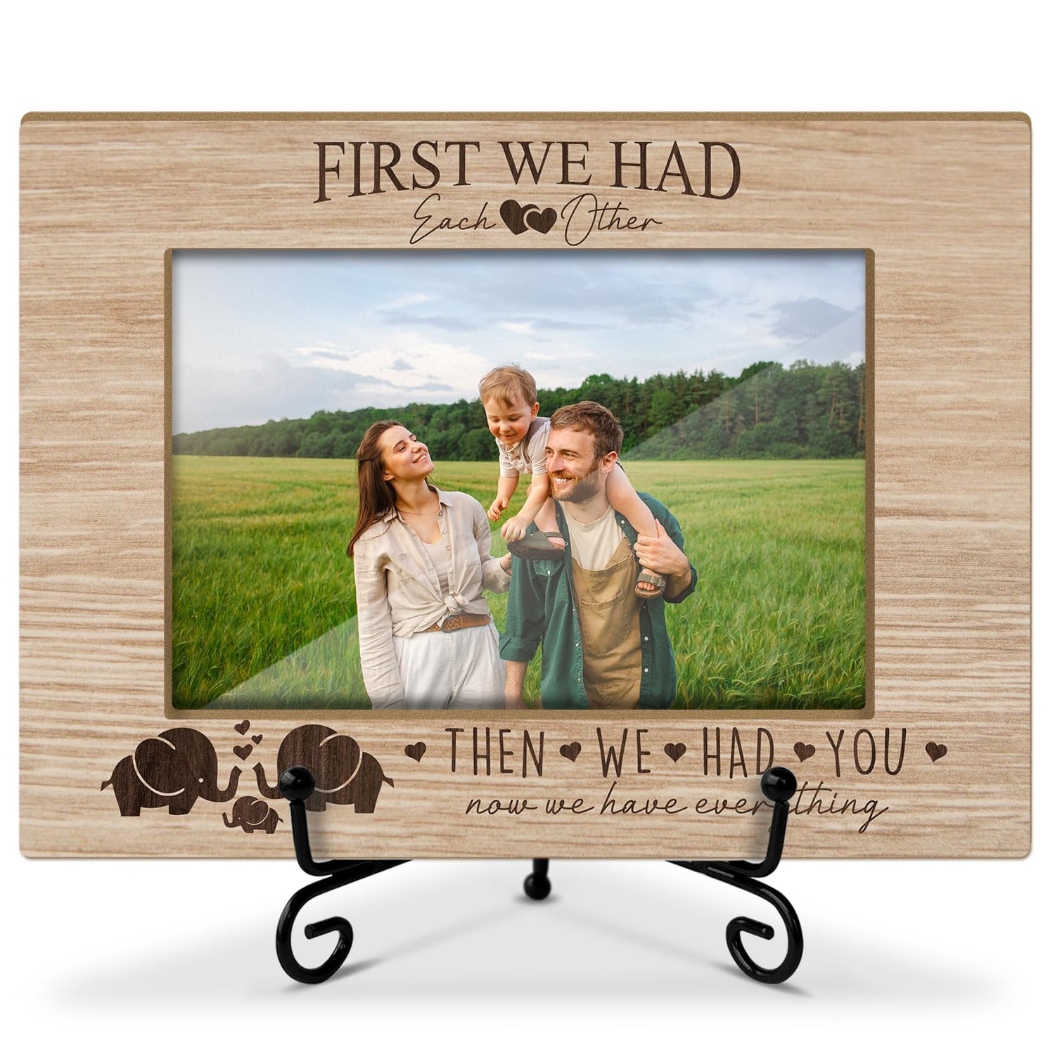 Photo 1 of Family Gifts 4 x 6 Picture Frame Wooden Frame Photo Frame Tabletop Display Home Decor for Living Room Office Bedroom, Family Frame - First We Had Each Other Then We Had You Now We Had Everything -17