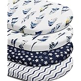 4 Pack Breathable Bassinet Sheets for Baby Boys Neutral Unisex Soft Bassinet Fitted Sheets for Toddler Travel Bassinet (Mountain)
