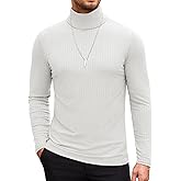 COOFANDY Men's Turtleneck Sweater Slim Fit Lightweight Basic Ribbed Sweaters