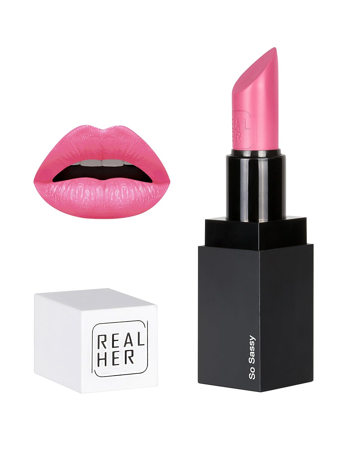 RealHer Moisturizing Lipstick"So Sassy", Peachy Pink, Long-Wear Highly Pigmented Color-Satin Finish