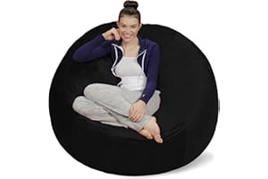 Sofa Sack Bean Bag Chair - Plush, Ultra Soft - Memory Foam Bean Bag Chair with Microsuede Cover - Stuffed Foam Filled Furniture and Accessories for Dorm Room 5 Feet - Black