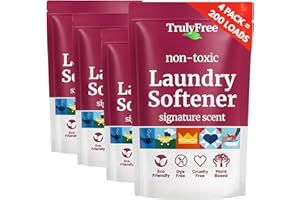 Truly Free Fabric Softening Conditioner for Clothes| Safe for Babies & Kids with Sensitive Skin | Plant-Based | Includes 4 Refills| Signature Scent Rinse(200 Loads)