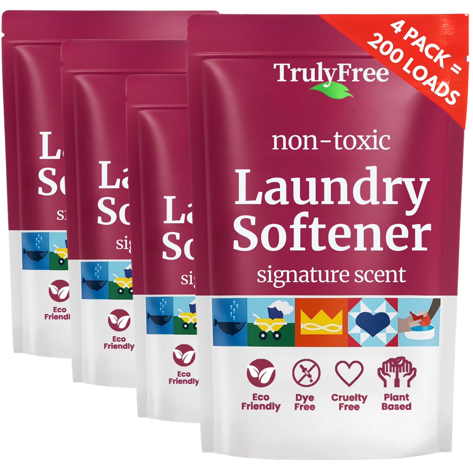 Photo 1 of *ONLY 3* Truly Free Fabric Softening Conditioner for Clothes| Safe for Babies & Kids with Sensitive Skin | Plant-Based | Includes 4 Refills| Signature Scent Rinse(200 Loads)