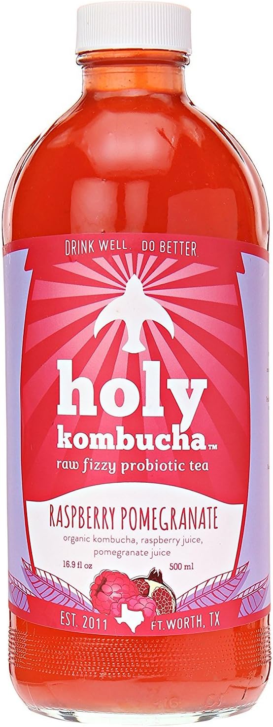 Holy Kombucha Drink, Raspberry Pomegranate, 16.89 Ounce (Pack of 12)