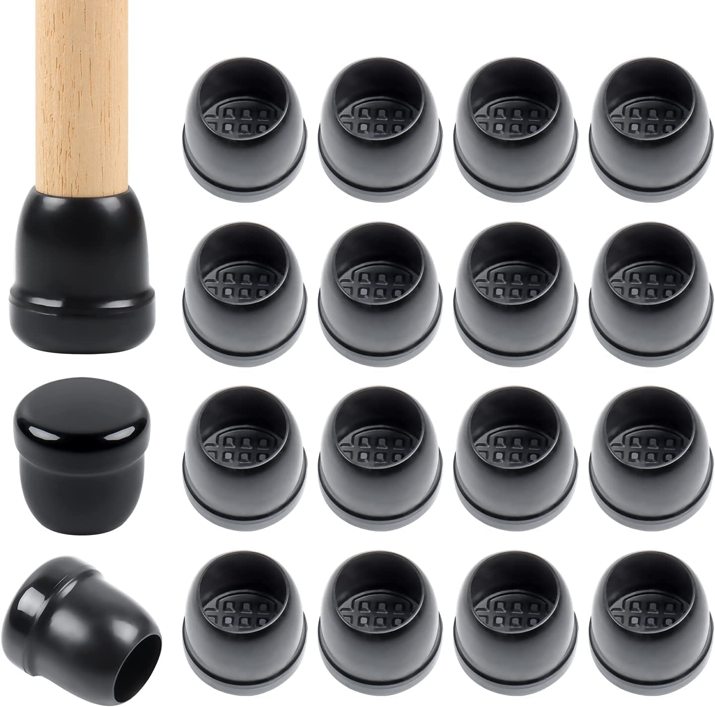 Ezprotekt Chair Leg Covers, 16PCS Small Black Silicone Floor Protectors, 0.75 inch Glides Carpet, Furniture Sliders & Thermo-Plastic-Elastomer Combination of Protector, Fits 0.5-0.8'' round