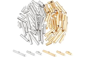 UNICRAFTALE 72Pcs 6 Styles 3 Sizes 2 Colors 304 Stainless Steel Slide On End Clasp Tube Buckle Clasps Slider End Caps Clasps Jewelry Accessories Findings 10-25mm Long for DIY Jewelry Craft Making